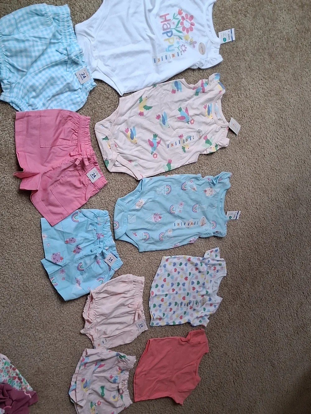 Bundle Garanimals 24M Baby Girls Matching Sets - White, Pink, Light Blue, Cream